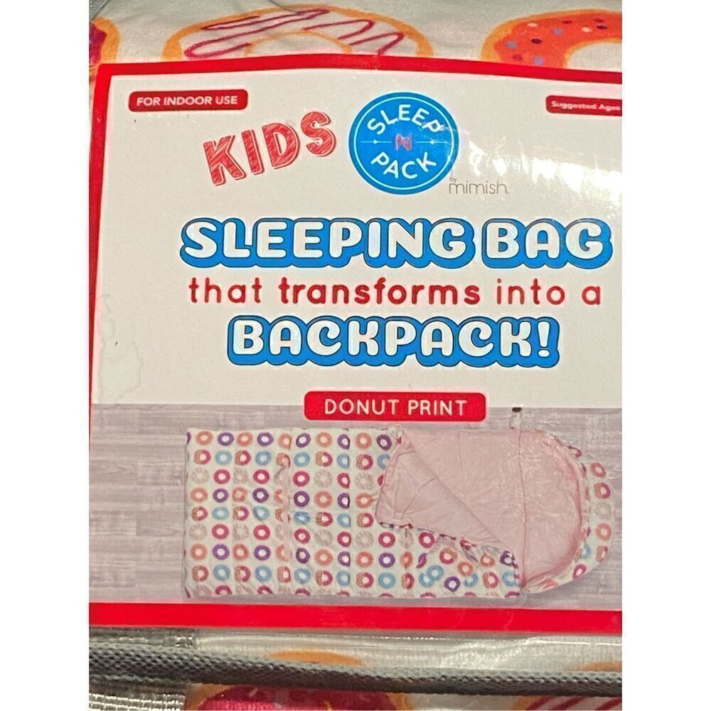 NWT Donut print Kids Sleeping bag‎ transform into backpack